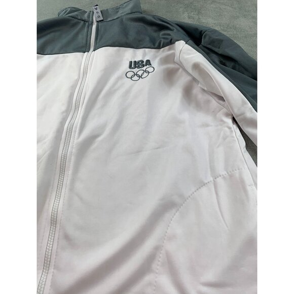 Track Jacket Mens XL USA Olympic Committee White Gray Full Zip USA Made Light - Picture 3 of 16